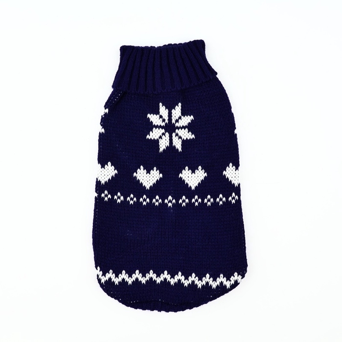 Одежда для собак. Свитер вязаный с орнаментом &laquo;Новогодний&raquo;, синий, размер M