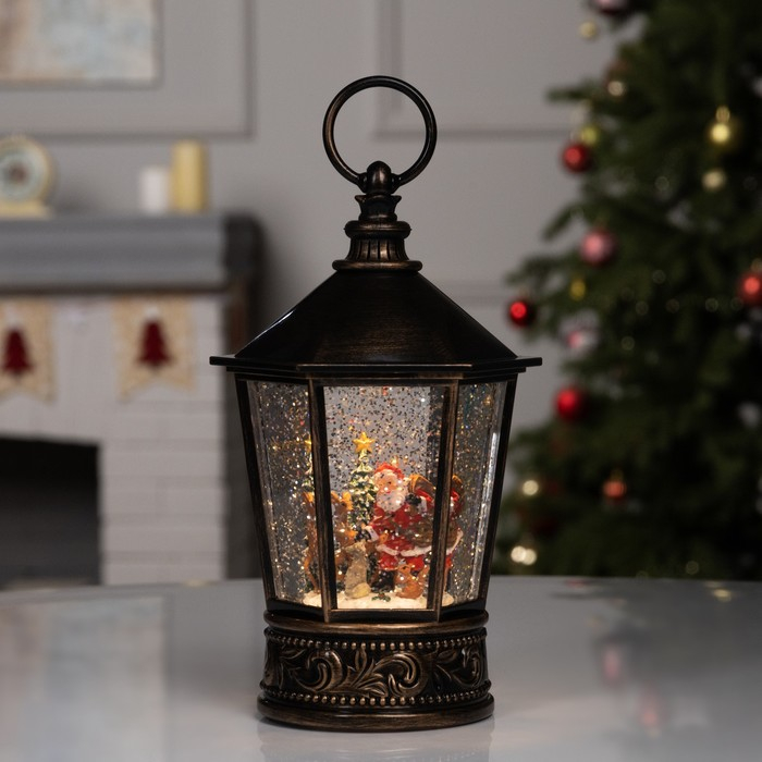 Светодиодная фигура &laquo;Дед Мороз и ёлка&raquo; 14 &times; 22 &times; 14 см, пластик, батарейки АААх3 (не в комплекте), свечение тёплое белое