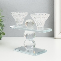 Подсвечник стекло на 2 свечи "Две чаши на пъедестале" прозрачный d=2,3 и 4 см 5,5х15х13 см    970282