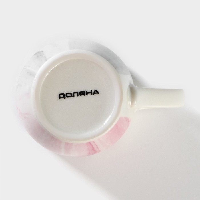 Кружка фарфоровая Доляна «Эбру», 350 мл, цвет серый, розовый Кружка фарфоровая Доляна «Эбру», 350 мл, цвет серый, розовый