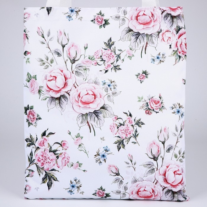 Сумка шопер &laquo;Розы&raquo;, 35х0.5х40 см, отд без молнии, без подклада, белая