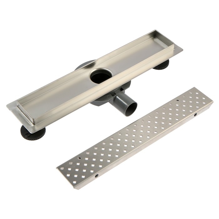 Трап ZEIN, c флaнцeм свободного вращения 360&deg;, 7х40 см, d=40/50 мм, нерж. сталь, сатин