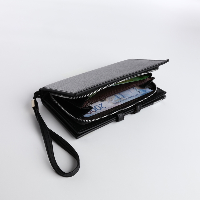 Портмоне мужское на магните, отделение для сим-карт, цвет чёрный Портмоне мужское на магните, отделение для сим-карт, цвет чёрный