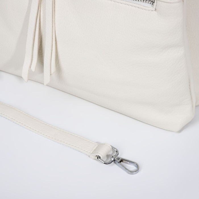 Сумка-тоут на молнии, 2 наружных кармана, цвет белый Сумка-тоут на молнии, 2 наружных кармана, цвет белый