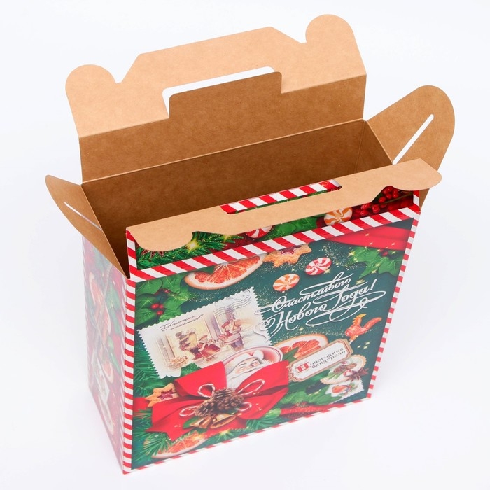 Новый год. Подарочная коробка новогодняя Изумрудный Винтаж 17 х 7 х 25,5 см. Новый год. Подарочная коробка новогодняя Изумрудный Винтаж 17 х 7 х 25,5 см.