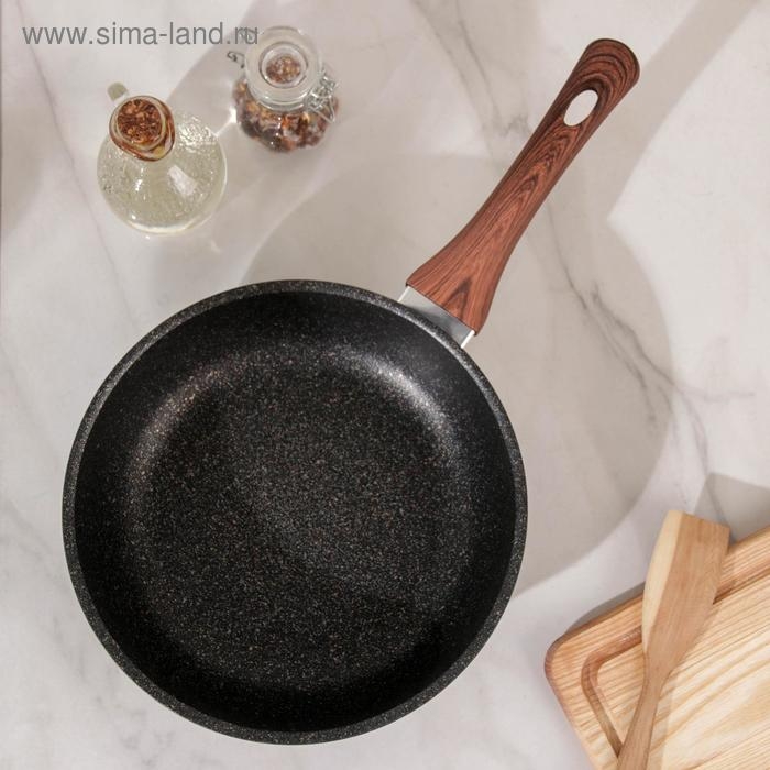 Сковорода Granit ultra original, d=24 см, пластиковая ручка, стеклянная крышка, антипригарное покрытие, цвет чёрный Сковорода Granit ultra original, d=24 см, пластиковая ручка, стеклянная крышка, антипригарное покрытие, цвет чёрный