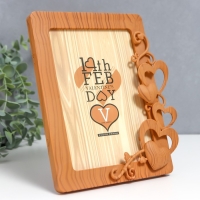 Фоторамка пластик под дерево 12х17 см "Сердечки" 17,7х21 см