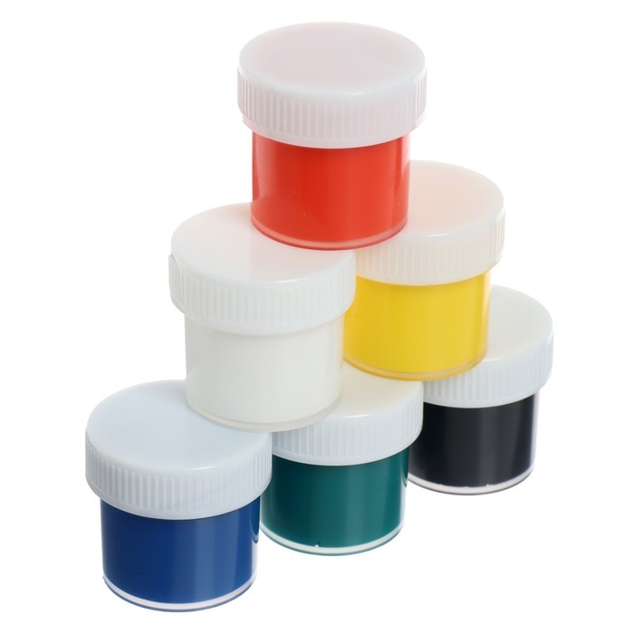 Краска акриловая, набор 6 цветов х 20 мл, Краска акриловая, набор 6 цветов х 20 мл, "Луч", художественные