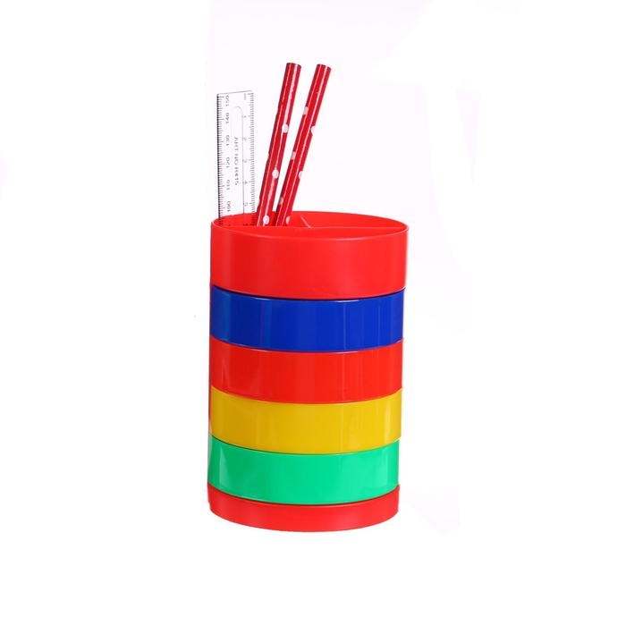 Настольный набор детский Настольный набор детский "Веер-радуга", из 5 предметов: подставка, ножницы, линейка, 2 карандаша, МИКС