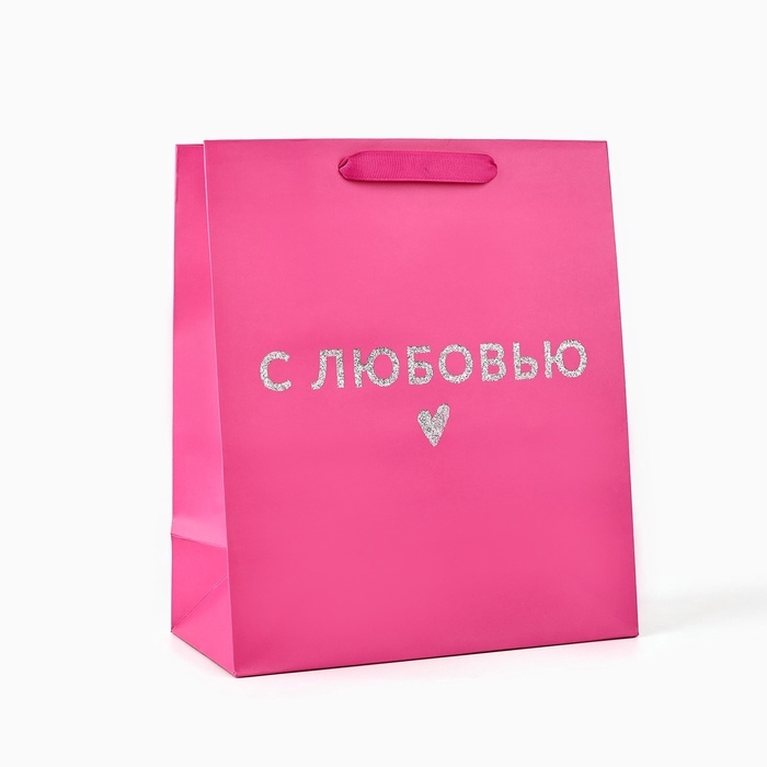 Пакет ламинированный вертикальный &laquo;С любовью&raquo;, глиттер, ML 23 х 27 х 11.5 см