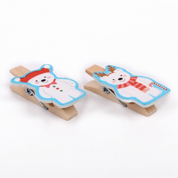 Набор декоративных прищепок Набор декоративных прищепок "Новогодние мишки" набор 10 шт.