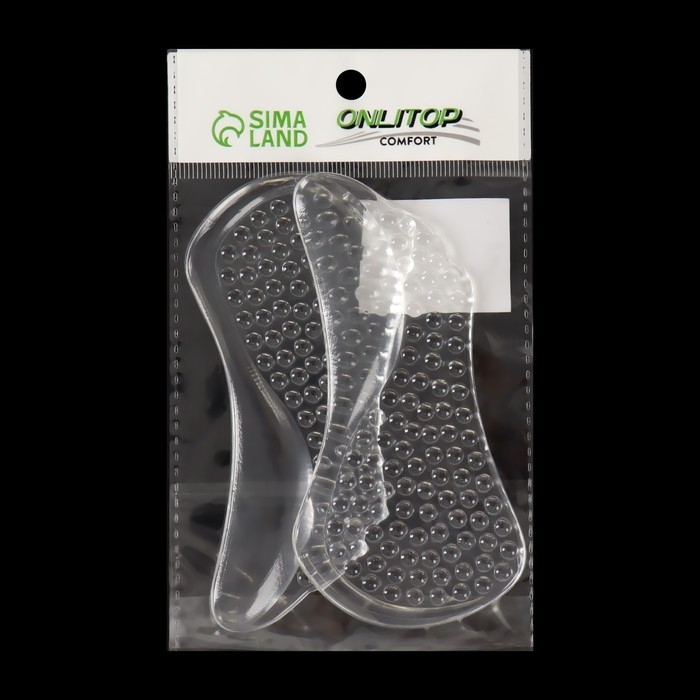 Полустельки для обуви, с супинатором, массажные, на клеевой основе, силиконовые, 12 × 6 см, пара, цвет прозрачный Полустельки для обуви, с супинатором, массажные, на клеевой основе, силиконовые, 12 × 6 см, пара, цвет прозрачный