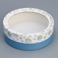 Коробка для макарун тубус с окном &laquo;Снежинки&raquo;, 16 х 16 х 5 см, Новый год