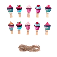 Прищепки декоративные с верёвкой для подвеса &laquo;Кейки&raquo; набор 10 шт.