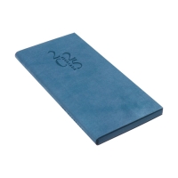 Еженедельник датированный 2025 года, 80х165 мм, 64 листа ESCALADA, мягкая обложка из искусственной кожи, блинтовое тиснение, блок 70 г/м&sup2;, голубой