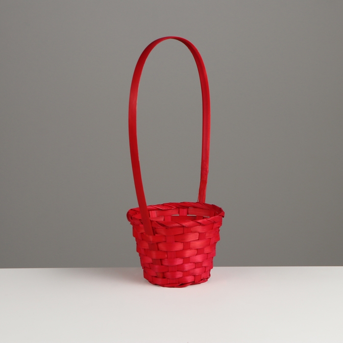 Корзина плетёная, D13 x H9.5/28 см, бамбук, красный