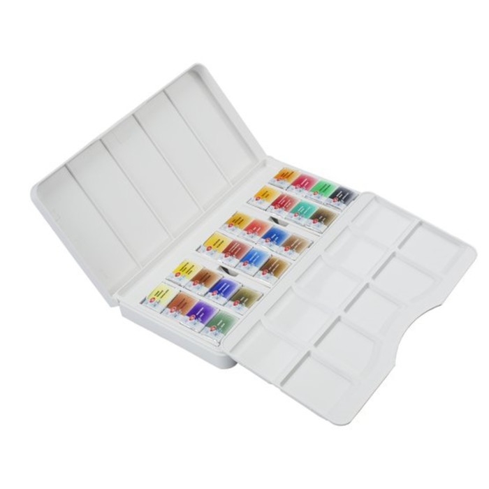 Акварель художественная в кюветах, 24 цвета х 2.5 мл, ЗХК Акварель художественная в кюветах, 24 цвета х 2.5 мл, ЗХК "Санкт-Петербург", пластиковая палитра, 1942017