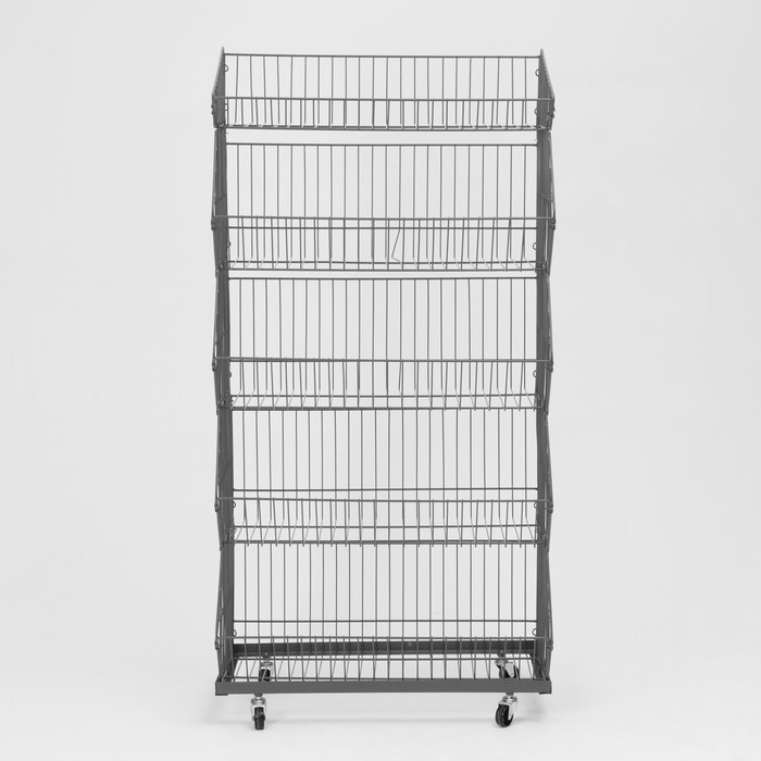 Накопитель разборный на колесах, 5 корзин, 70&times;43&times;147, цвет серый