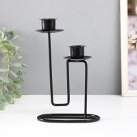 Подсвечник металл на 2 свечи "Кривая линия" d=2 см чёрный 11,5х6х17 см Подсвечник металл на 2 свечи "Кривая линия" d=2 см чёрный 11,5х6х17 см