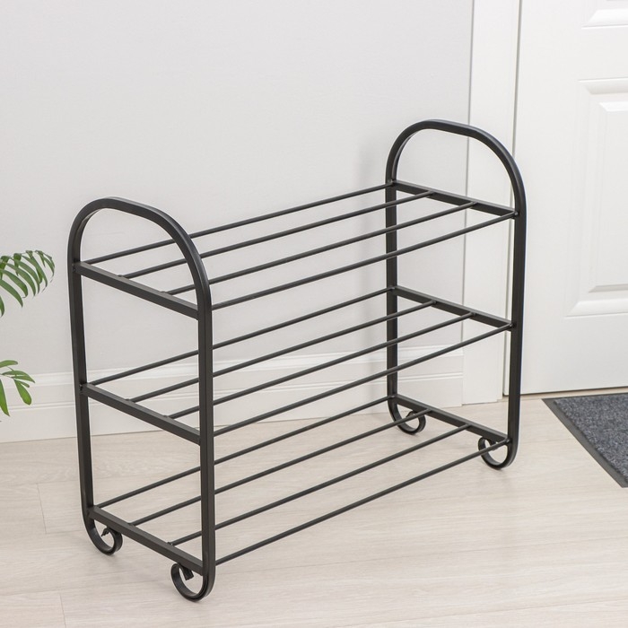 Подставка для обуви &laquo;Лиза&raquo;, 3 яруса, 70&times;30&times;50 см, цвет чёрный