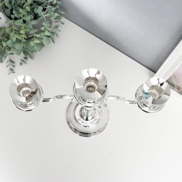 Подсвечник металл на 3 свечи "Элегантность" серебро 35х31х11 см