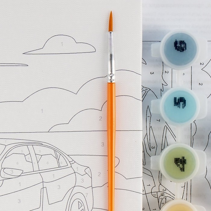 Картина по номерам детская &laquo;Машина&raquo;, холст на подрамнике, 20 &times; 20 см