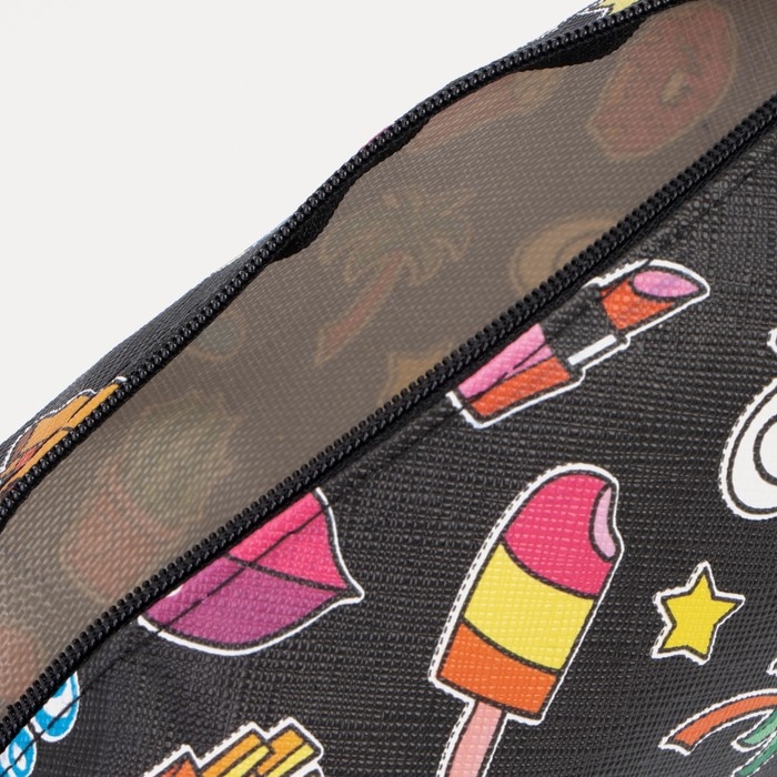 Косметичка на молнии, цвет чёрный/разноцветный
