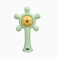 Прорезыватель силиконовый с погремушкой &laquo;Малыш&raquo;, цвет зелёный, Крошка Я