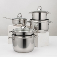 Набор посуды &laquo;Классика-прима&raquo;, 5 предметов: 4 кастрюли 1 л, 1,75 л, 3 л,5 л, сковорода 1 л, капсульное дно, индукция