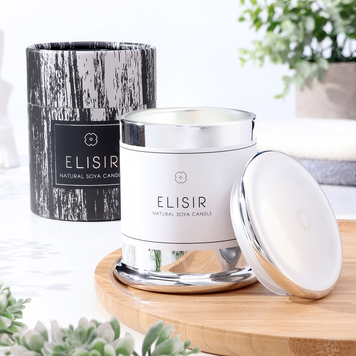 Свеча ароматическая Свеча ароматическая "Elisir", 9х10,5 см, орхидея, серебро