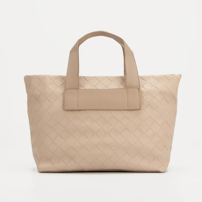 Сумка-тоут на молнии, длинный ремень, цвет бежевый Сумка-тоут на молнии, длинный ремень, цвет бежевый