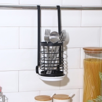 Держатель для столовых приборов на рейлинг, цвет чёрный Держатель для столовых приборов на рейлинг, цвет чёрный