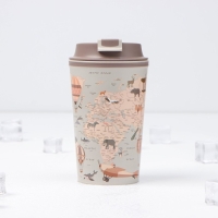 Термостакан с крышкой с клапаном «Карта», 350 мл, 8,6×8,6×15,5 см, цвет светло-бежевый Термостакан с крышкой с клапаном «Карта», 350 мл, 8,6×8,6×15,5 см, цвет светло-бежевый