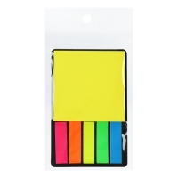 Набор Блок-закладки с липким краем пластик 20л*5 цветов флуор, 45*12мм, блок 30л, 76*76 мм   1053067