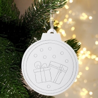 Ёлочное украшение под раскраску &laquo;Подарок&raquo; 4 шт., кисть