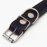 Ошейник комбинированный кожа/брезент, безразмерный, 54 х 2.5 см, ОШ 17-45 см, синий Ошейник комбинированный кожа/брезент, безразмерный, 54 х 2.5 см, ОШ 17-45 см, синий