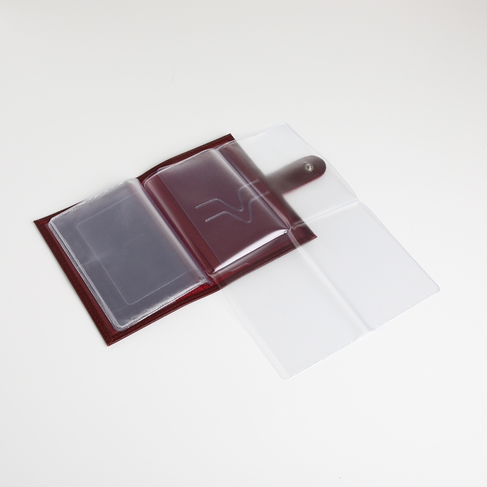 Обложка для автодокументов на кнопке, TEXTURA, цвет бордовый Обложка для автодокументов на кнопке, TEXTURA, цвет бордовый