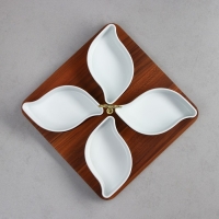 Менажница «Королевская сервировка», 4 шт:300 мл, деревянное основание, фарфор, Иран Менажница «Королевская сервировка», 4 шт:300 мл, деревянное основание, фарфор, Иран