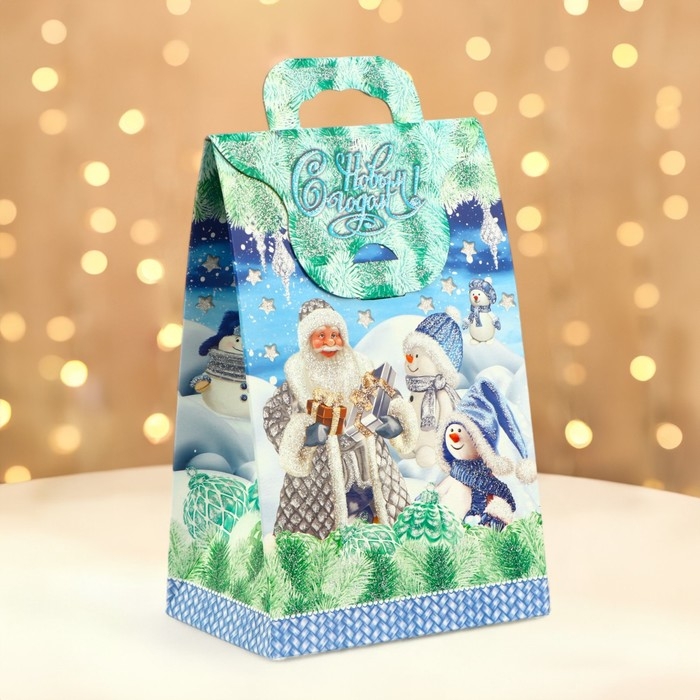 Новый год. Подарочная коробка новогодняя Сумочка мини Новый год. Подарочная коробка новогодняя Сумочка мини "Краски зимы" 140 x 100 x 223 см.