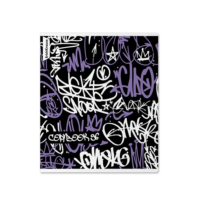 Тетрадь 96 листов в клетку, ErichKrause Graffity, обложка мелованный картон, матовая ламинация, УФ-лак, блок офсет 100% белизна, МИКС Тетрадь 96 листов в клетку, ErichKrause Graffity, обложка мелованный картон, матовая ламинация, УФ-лак, блок офсет 100% белизна, МИКС