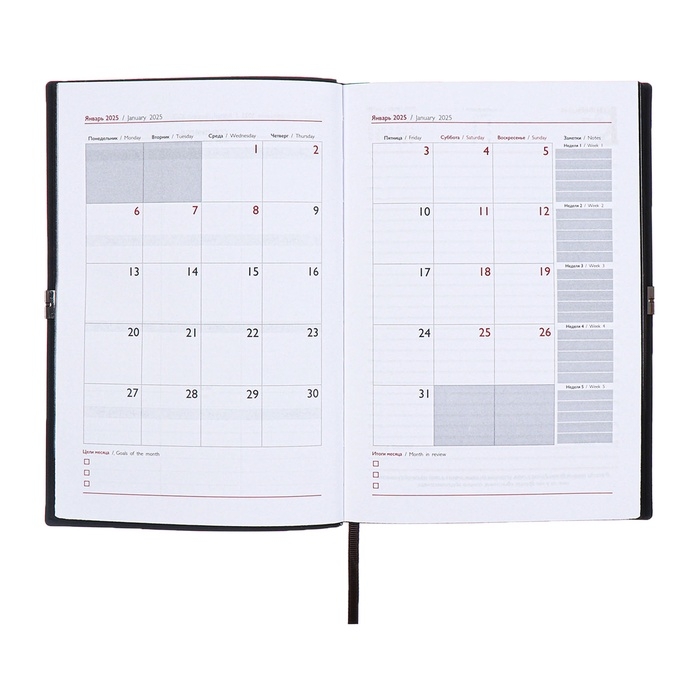 Ежедневник датированный 2025 года, А5, 176 листов ESCALADA, мягкая обложка из искусственной кожи, блинтовое тиснение, ляссе, блок 70 г/м2, чёрный