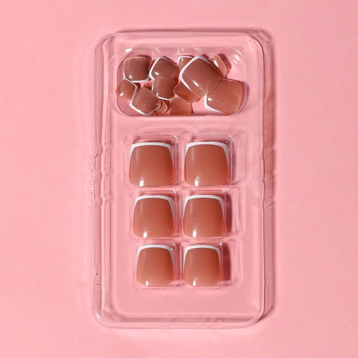 Накладные ногти для ног &laquo;Идеальный педикюр. Классический френч&raquo;, 24 шт, клеевые пластины, цвет бежевый/белый