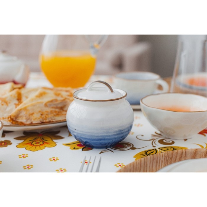 Сахарница фарфоровая с крышкой Доляна &laquo;Космос&raquo;, 400 мл, цвет синий