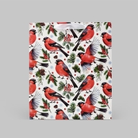 Пакет подарочный новогодний ламинированный &laquo;Снегири&raquo;, ML 23 х 27 х 11.5 см , Новый год