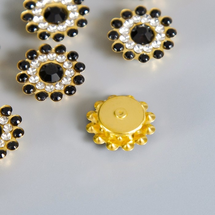 Декор для творчества пластик Декор для творчества пластик "Цветок-солнце чёрный" набор 12 шт 1,4х1,4 см