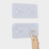 Крючок самоклеящийся, 2 шт, двойной, для прутьев, прозрачная основа, 14х6 см Крючок самоклеящийся, 2 шт, двойной, для прутьев, прозрачная основа, 14х6 см