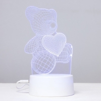 Светильник сенсорный "Мишутка" LED 7 цветов USB/от батареек белый