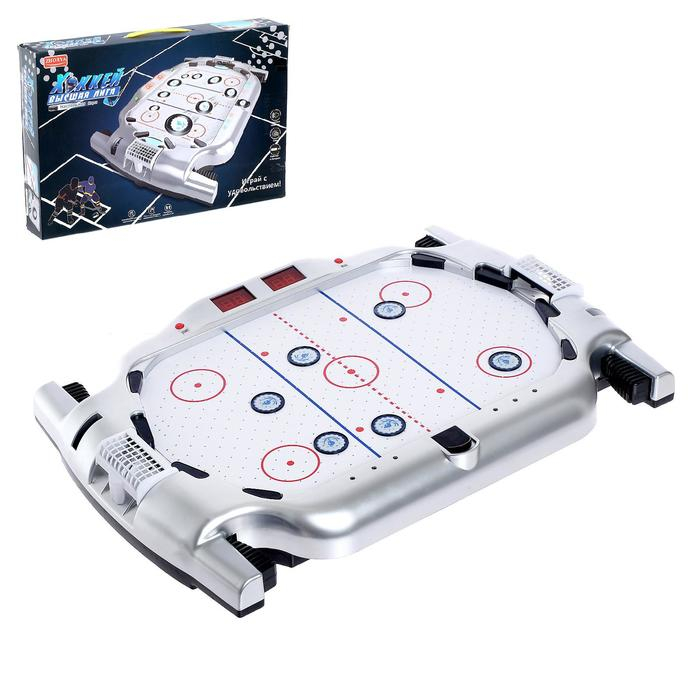 Аэрохоккей &laquo;Высшая лига&raquo;, световые и звуковые эффекты, работает от батареек, 2 игрока