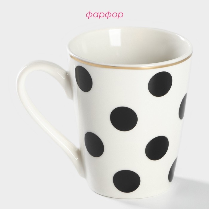 Кружка фарфоровая Доляна «Круги», 350 мл, цвет белый Кружка фарфоровая Доляна «Круги», 350 мл, цвет белый