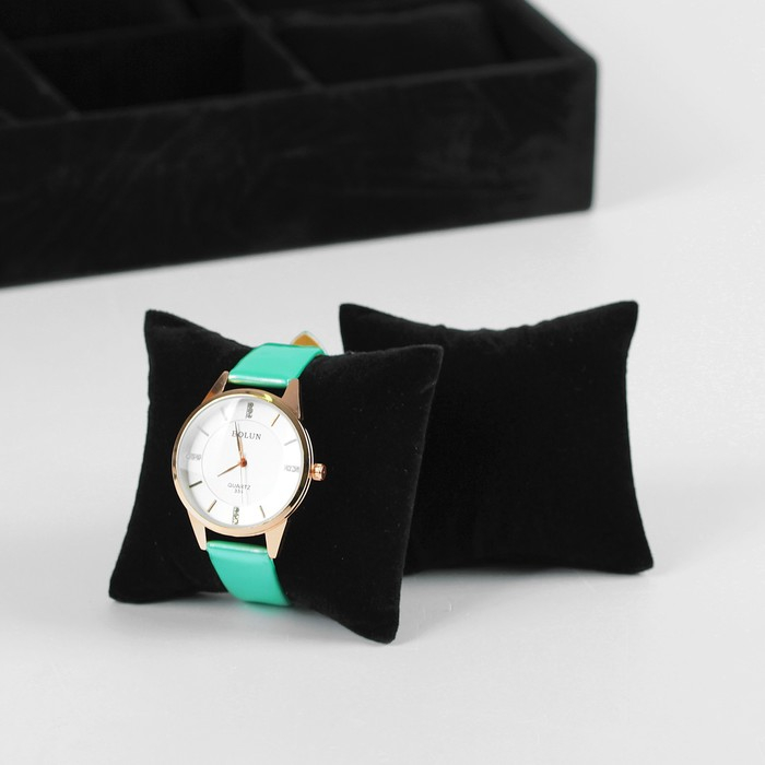 Подставка для часов, браслетов, 12 мест, 35×24×5 см, цвет чёрный Подставка для часов, браслетов, 12 мест, 35×24×5 см, цвет чёрный